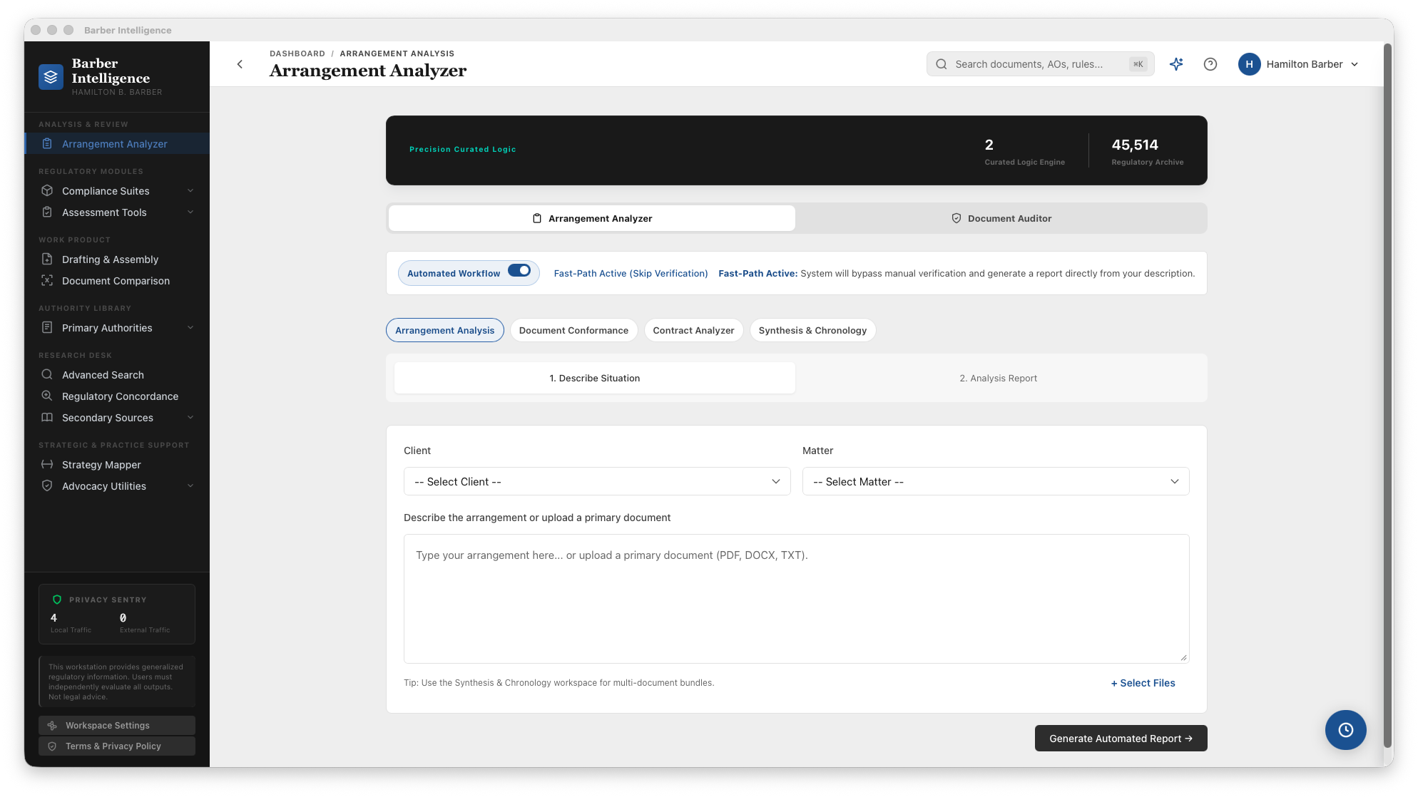 Arrangement Analyzer Interface